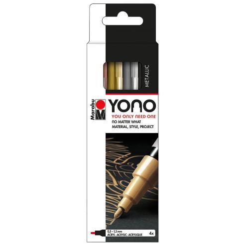 Marabu YONO Marker Sett 4stk – 0,5-1,5mm – METAL