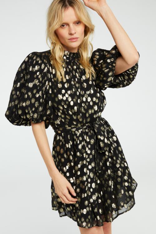 Roxy Dress Black/Golden Dots | Dress Fabienne Chapot