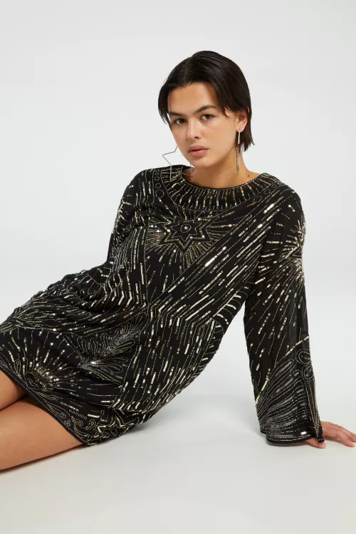 Zali Dress Black Fabienne Chapot| Dress with sequin details