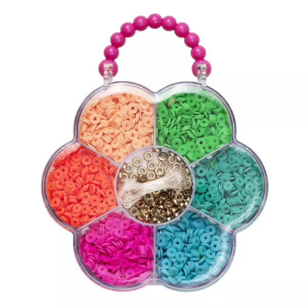 1100 søte heishi beads / heishi-perler i en fin liten, blomsterformet veske