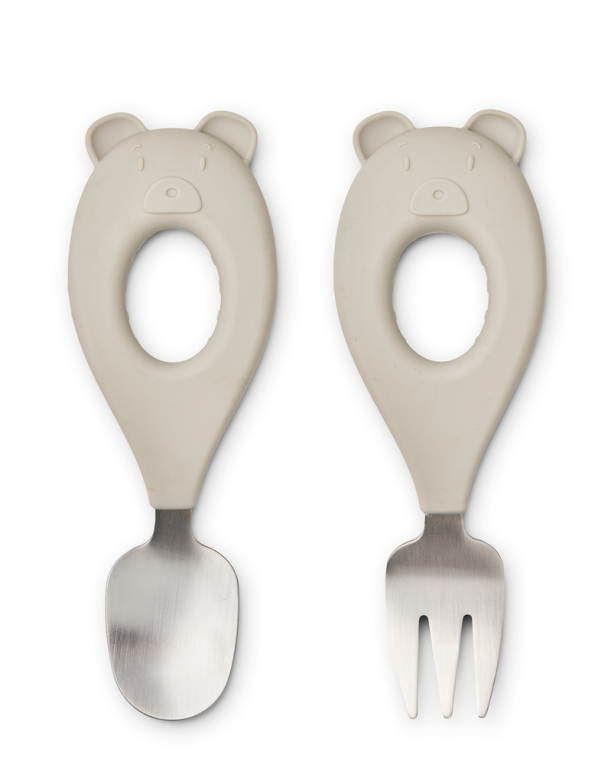 LIEWOOD - STANLEY BABY CUTLERY SET MR BEAR SANDY - Image 1