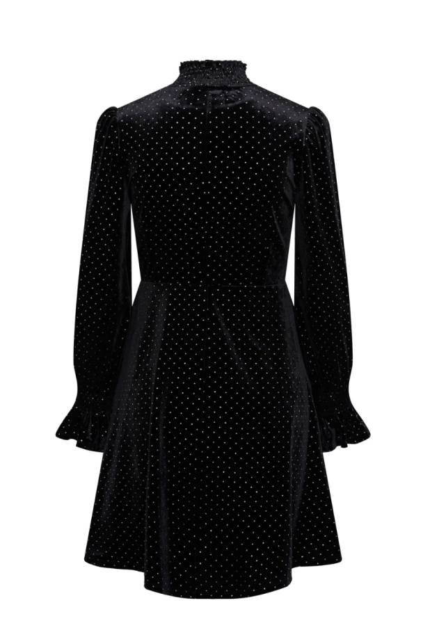 Riva High Neck Velvet Dress - Black - Image 2