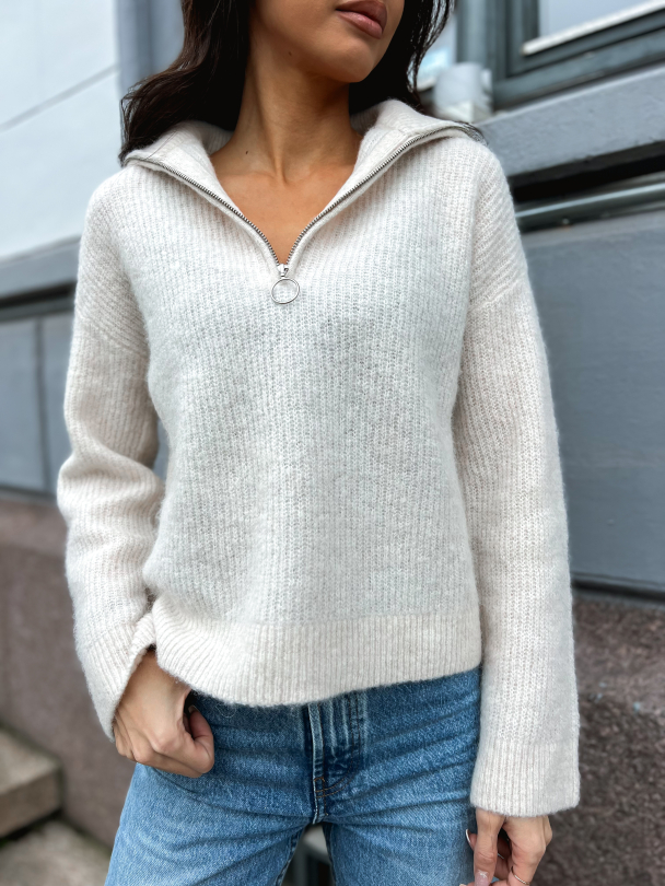 Sia Ras Knit Half Zip Ex - Birch - Image 1