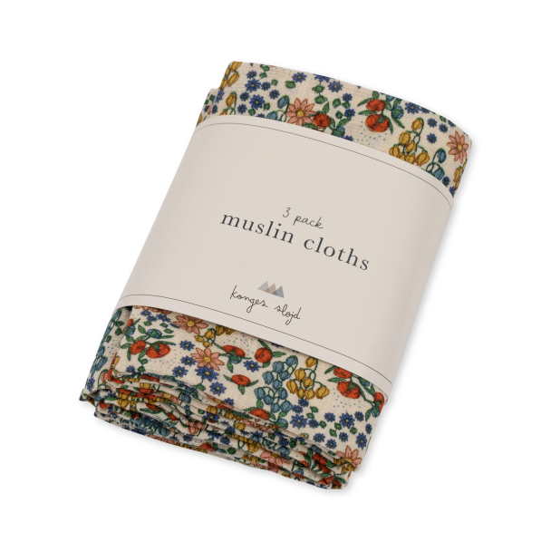 KONGES SLØJD - MUSLIN CLOTHS BIBI FLEUR 3-PK - Image 1