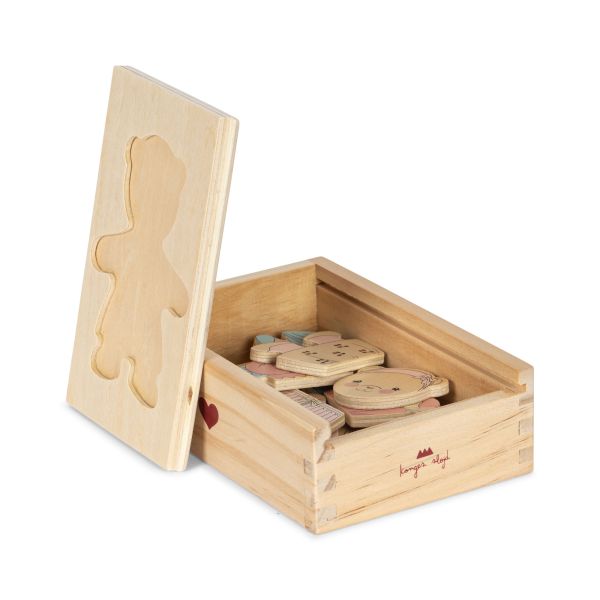 KONGES SLØJD - WOODEN TEDDY DRESS-UP PUZZLE DUSTY PINK