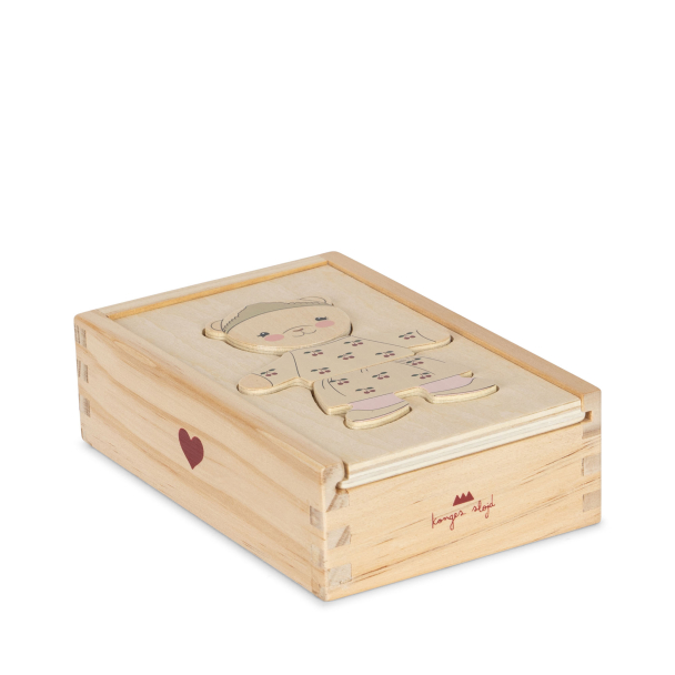 KONGES SLØJD - WOODEN TEDDY DRESS-UP PUZZLE DUSTY PINK - Image 2