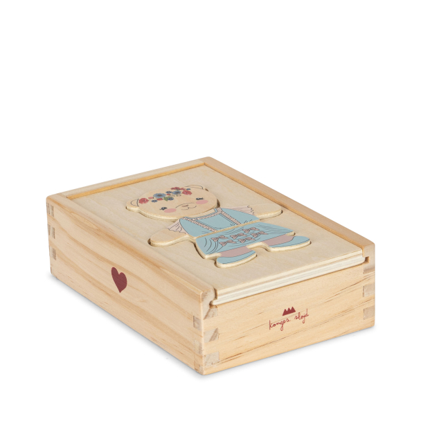 KONGES SLØJD - WOODEN TEDDY DRESS-UP PUZZLE DUSTY PINK - Image 3