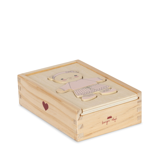 KONGES SLØJD - WOODEN TEDDY DRESS-UP PUZZLE DUSTY PINK - Image 4