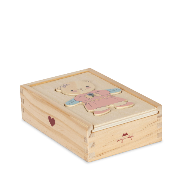 KONGES SLØJD - WOODEN TEDDY DRESS-UP PUZZLE DUSTY PINK - Image 5