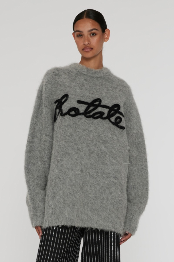 Knit Oversize Logo Jumper - Grey  - Image 3