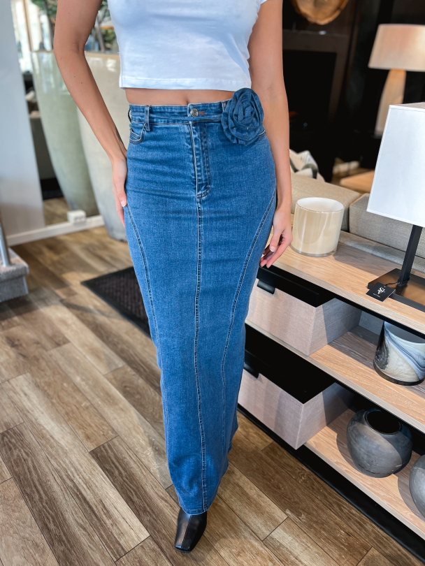 Stretchy Maxi Skirt - Orion Blue - Image 1