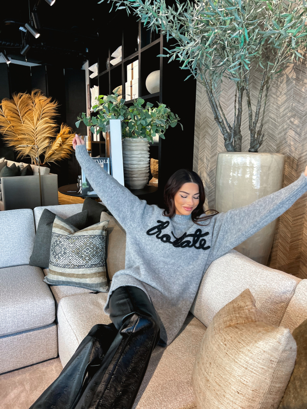 Knit Oversize Logo Jumper - Grey  - Image 7