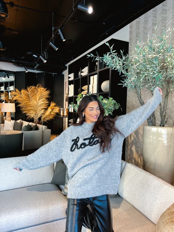 Knit Oversize Logo Jumper - Grey  - Image 8
