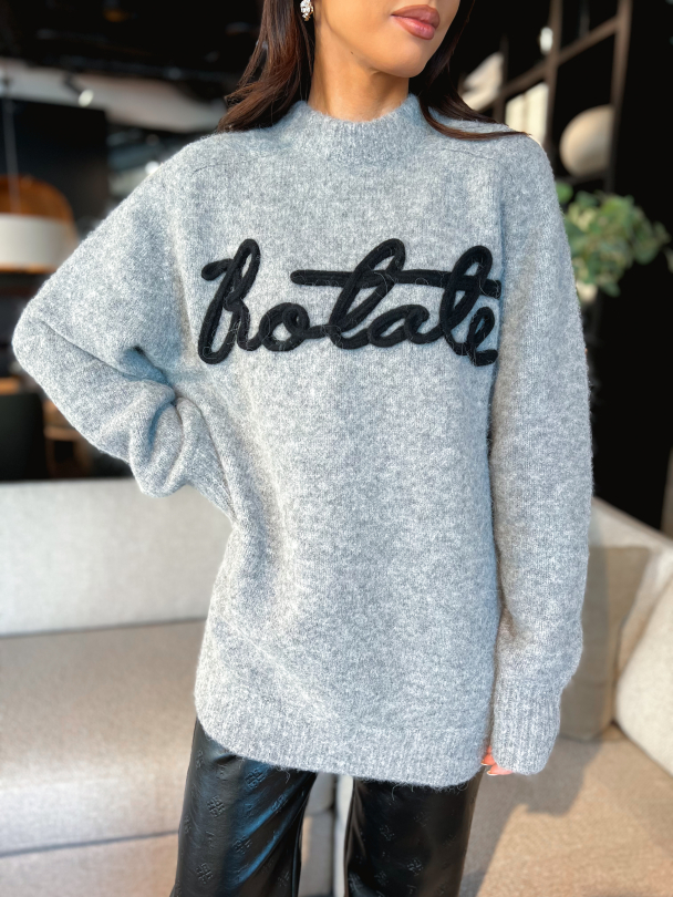 Knit Oversize Logo Jumper - Grey  - Image 1