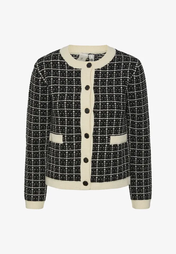 Livia Short Knit Cardigan - Black/Birch - Image 3