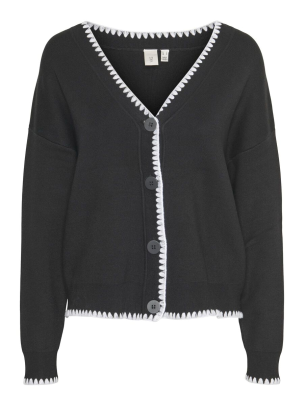Stitch Knit Cardigan - Black/White  - Image 6
