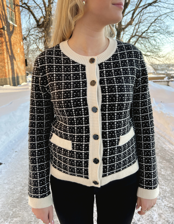 Livia Short Knit Cardigan - Black/Birch - Image 1