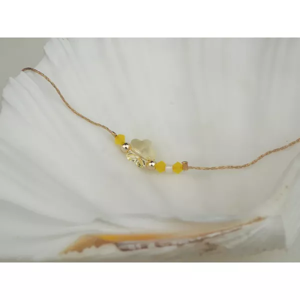 Yellow Crystal Flower Twist Bracelet