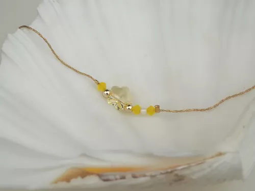 Yellow Crystal Flower Twist Bracelet