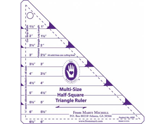  8290  Multi-Size Half Square Ruler, 1in to 6in Finished   8290
