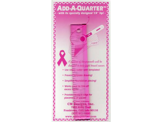 Add A-Quarter Ruler 1in x 6in Pink For Breast Cancer 