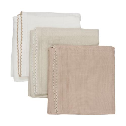 HUTTELIHUT - MUSLIN KLUT 3-PK MAHOGANY ROSE