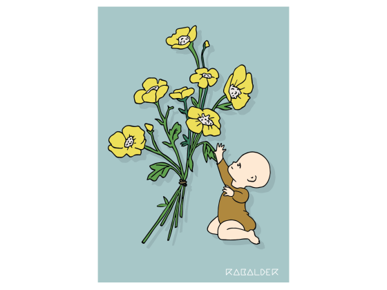 Baby og smørblomst - Blå