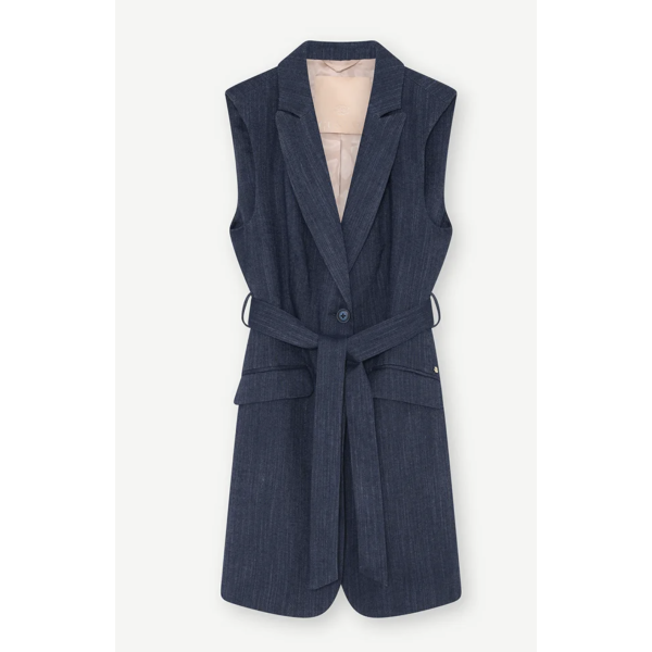 Hasel Long Blazer Vest Navy Blue | Hasel Long Blazer Vest Navy Blue fra GUSTAV