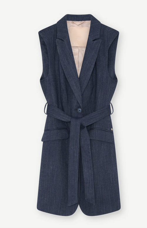 Hasel Long Blazer Vest Navy Blue | Hasel Long Blazer Vest Navy Blue fra GUSTAV