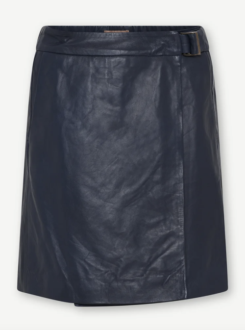 Giti Short Leather skirt  |  Giti Short Leather skirt Night Blue fra GUSTAV