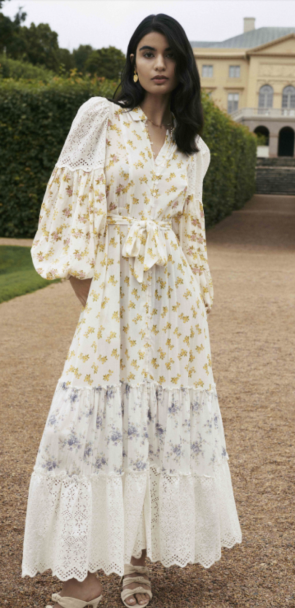 Cotton Slub Shirt Dress - Flower Combo - Image 3