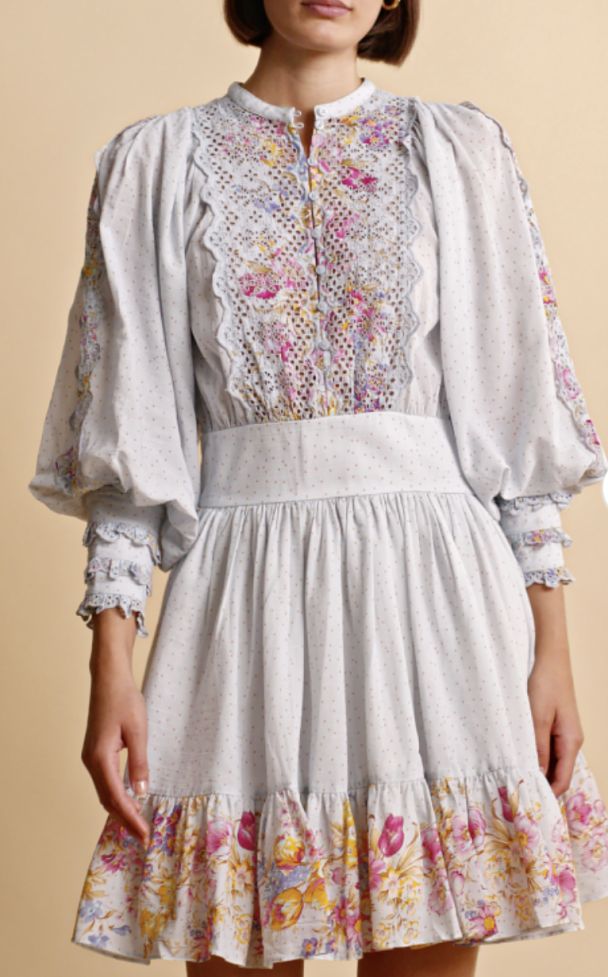 Cotton Slub Mini Dress - Flower Market - Image 3