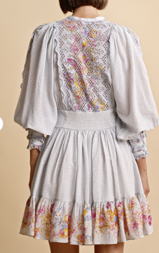Cotton Slub Mini Dress - Flower Market - Image 4