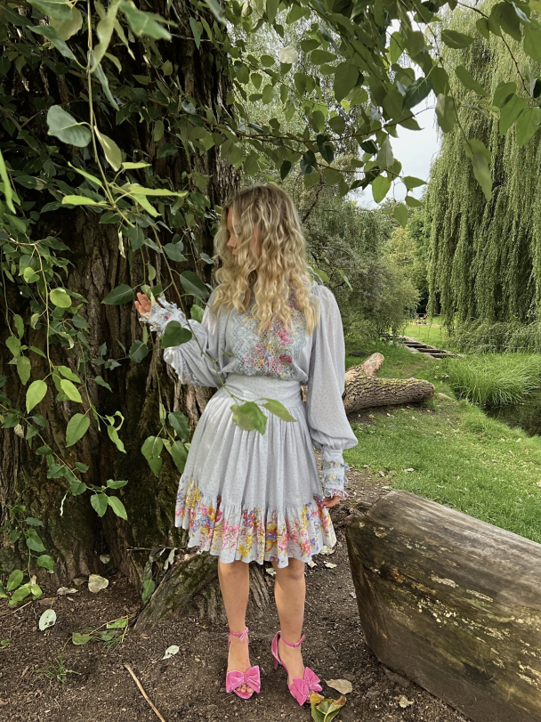 Cotton Slub Mini Dress - Flower Market - Image 6