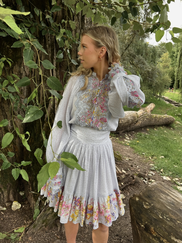 Cotton Slub Mini Dress - Flower Market - Image 1