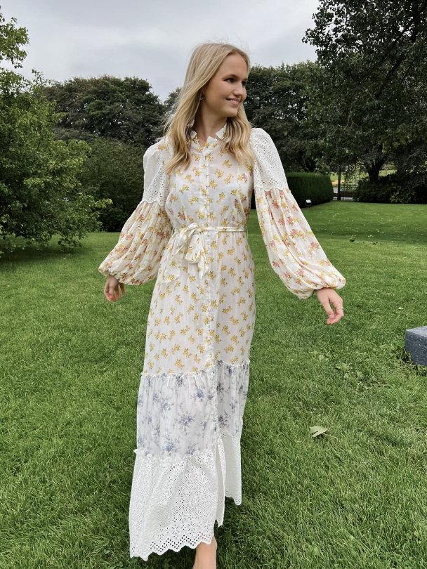 Cotton Slub Shirt Dress - Flower Combo - Image 1
