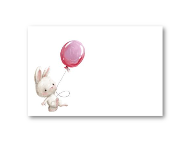 Papirkort | Kanin med rosa ballong