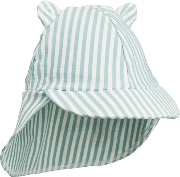 Senia Sun Hat Seersucker - Stripe Sea Blue/White - Image 1