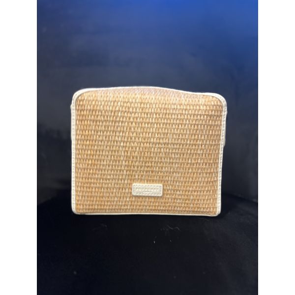 Straw crossbody bag - leather trimmings