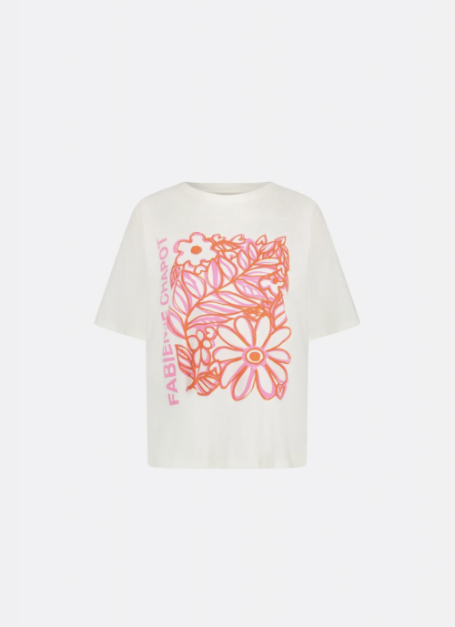 Fay Bloom Pink T-shirt Cream White/Pink | Fay Bloom Pink T-shirt Cream White/Pink fra Fabienne Chapot