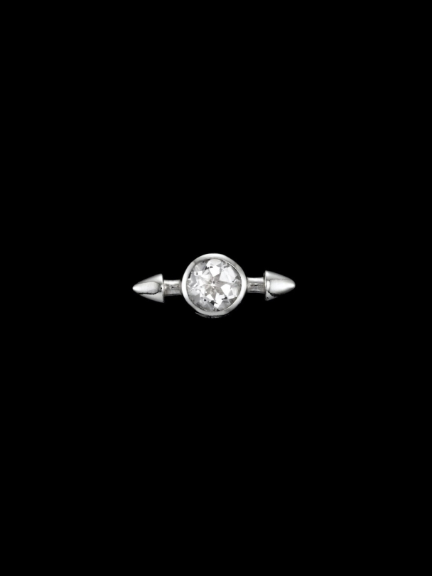 Pierced Stone Earring - Silver - Clear Quartz - Image 2