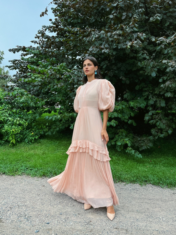 Chiffon Tieback Gown - Light Pink  - Image 2