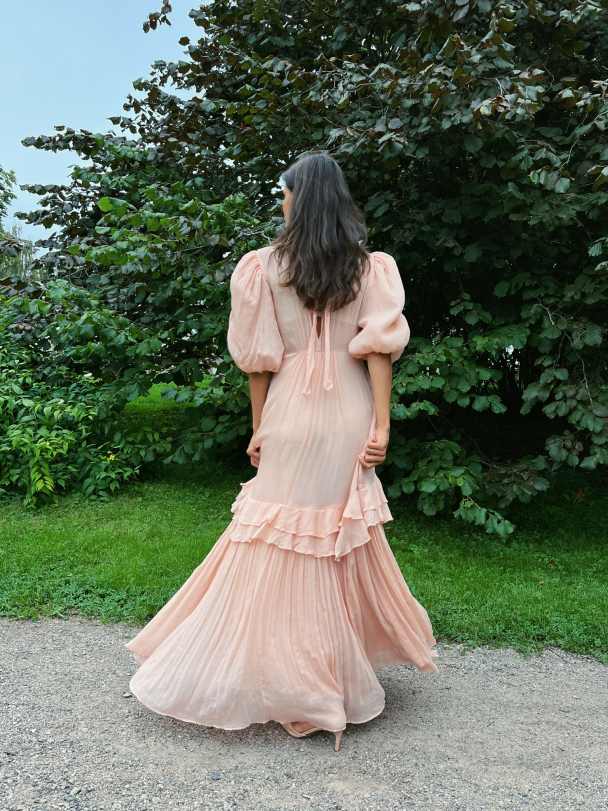 Chiffon Tieback Gown - Light Pink  - Image 3