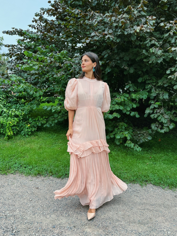 Chiffon Tieback Gown - Light Pink  - Image 1
