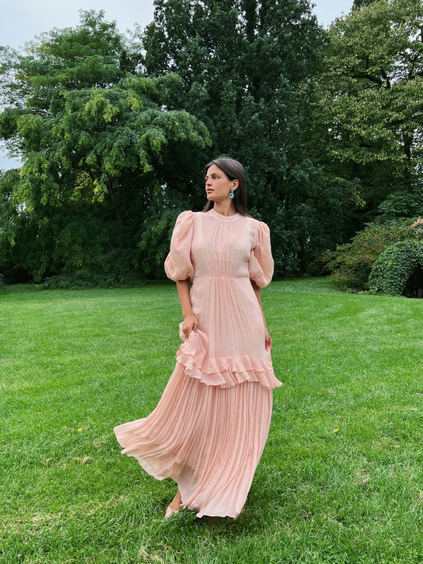 Chiffon Tieback Gown - Light Pink  - Image 5