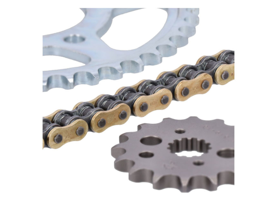 JT/TSUBAKI SPROCKET AND CHAIN KIT, 520 ALPHA GOLD X-RING