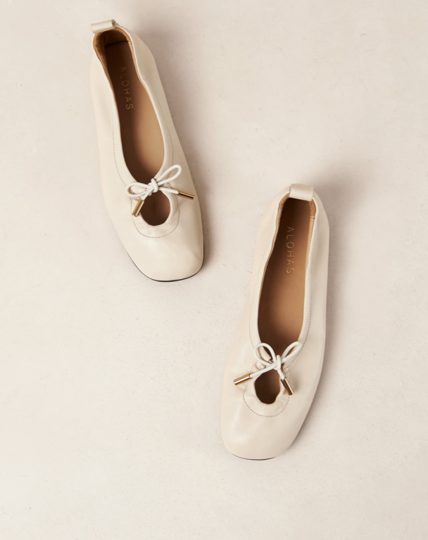 Rosalind Cream Leather Ballerina - Image 1