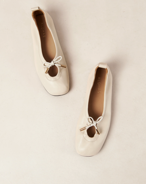 Rosalind Cream Leather Ballerina