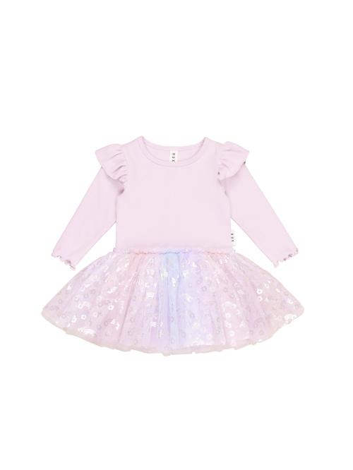 HUXBABY - RAINBOW RIB BALLET ONESIE BRIGHT ORCHID