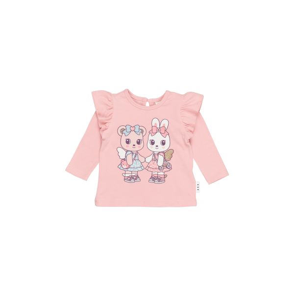 HUXBABY - FAIRY FRIENDS FRILL TOP DUSTY ROSE